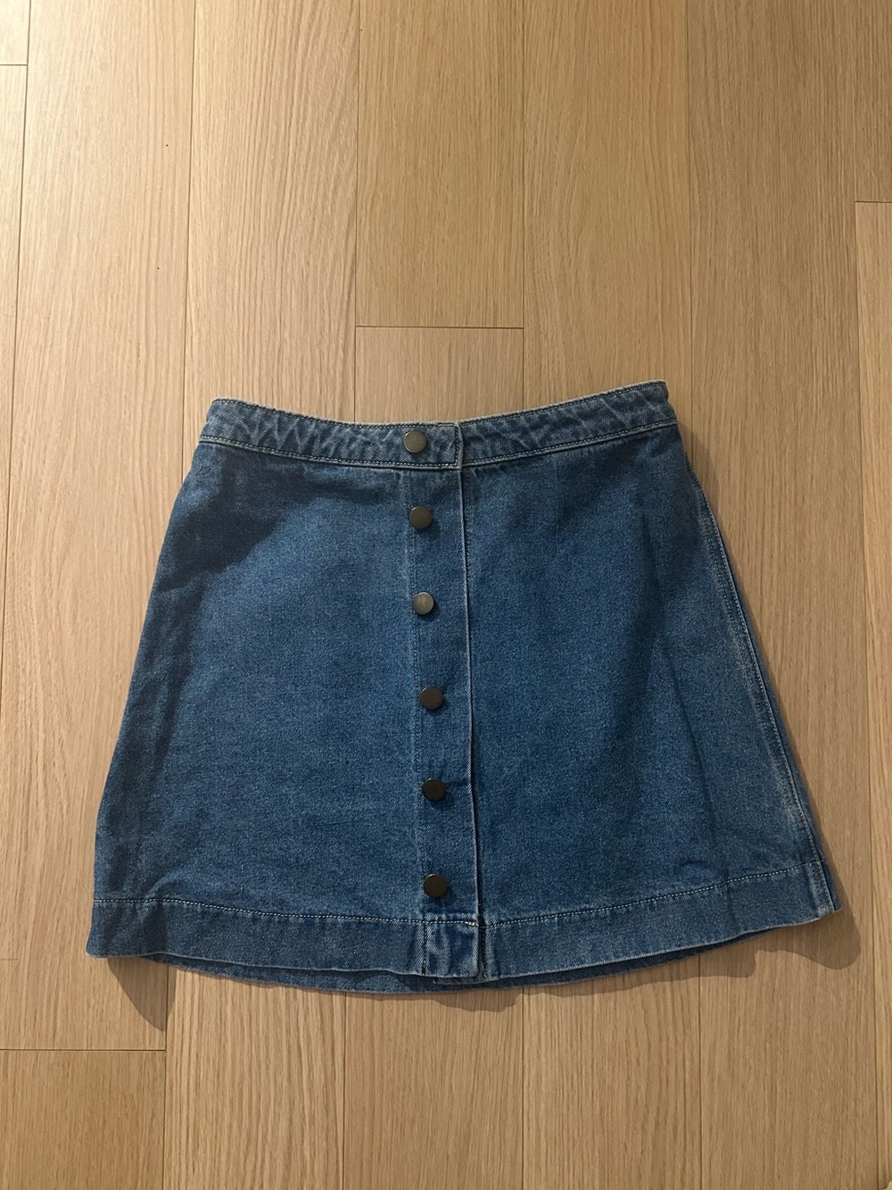 American Apparel Blue Button-Front Mini Denim Skirt